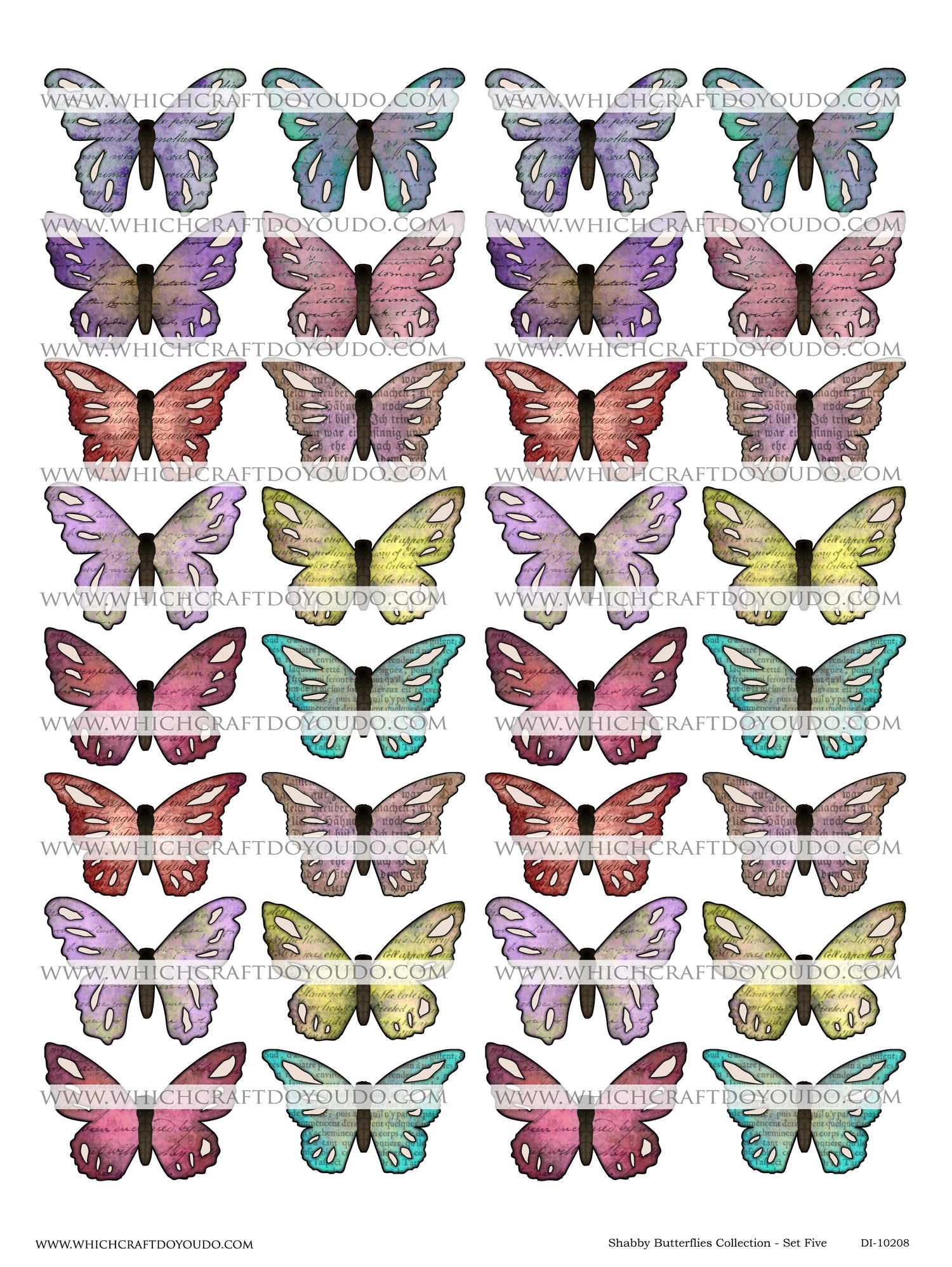 Shabby Butterflies Collection - Set Five - DI-10208 - Digital Download
