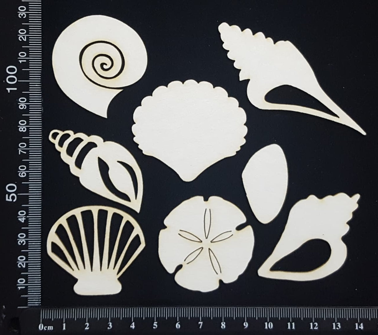 Shells Set - B - Small - White Chipboard