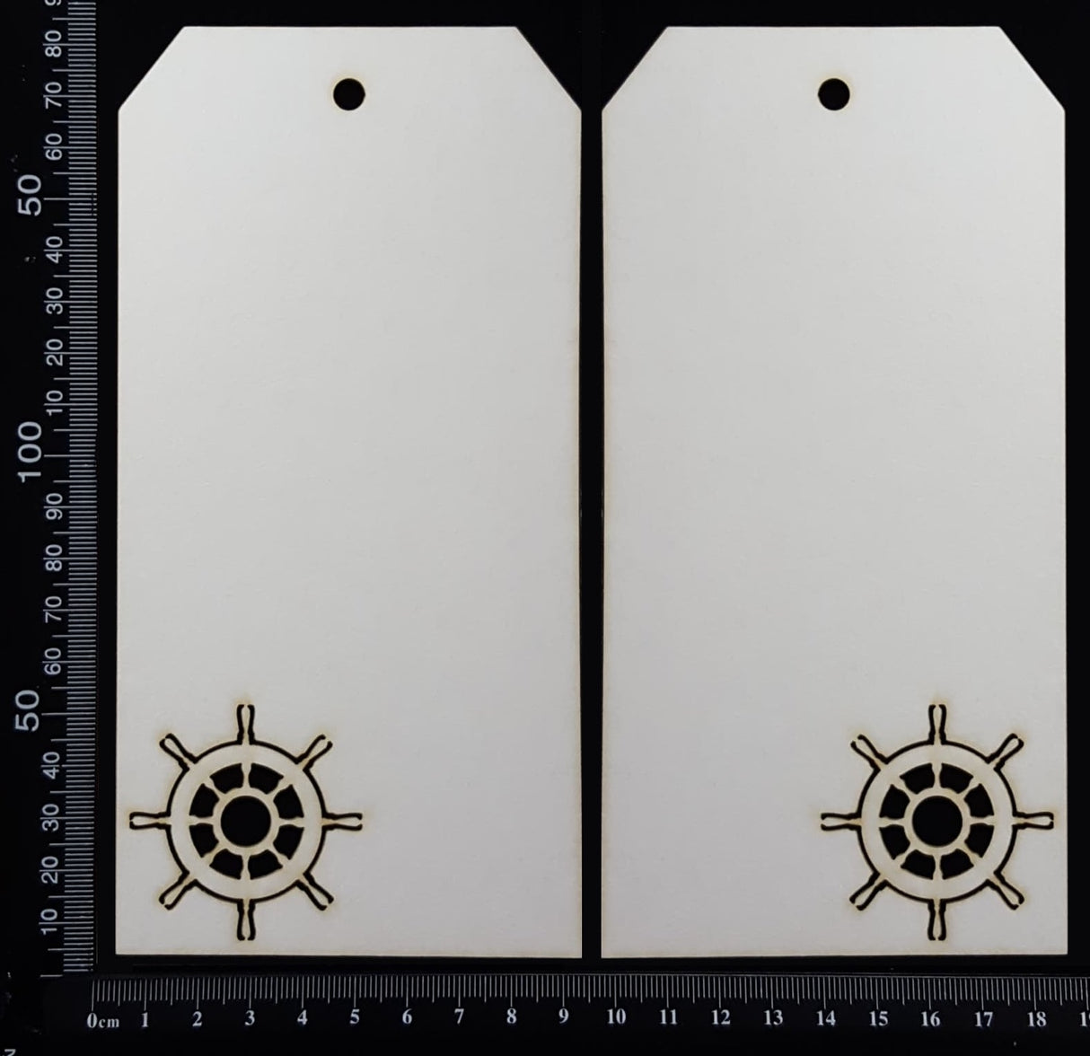 Ships Wheel Tag Set - Large - C - White Chipboard