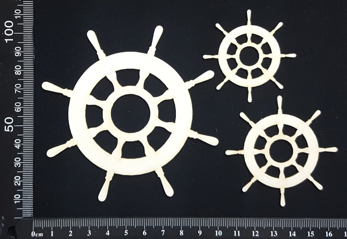 Ships Wheels Set - White Chipboard