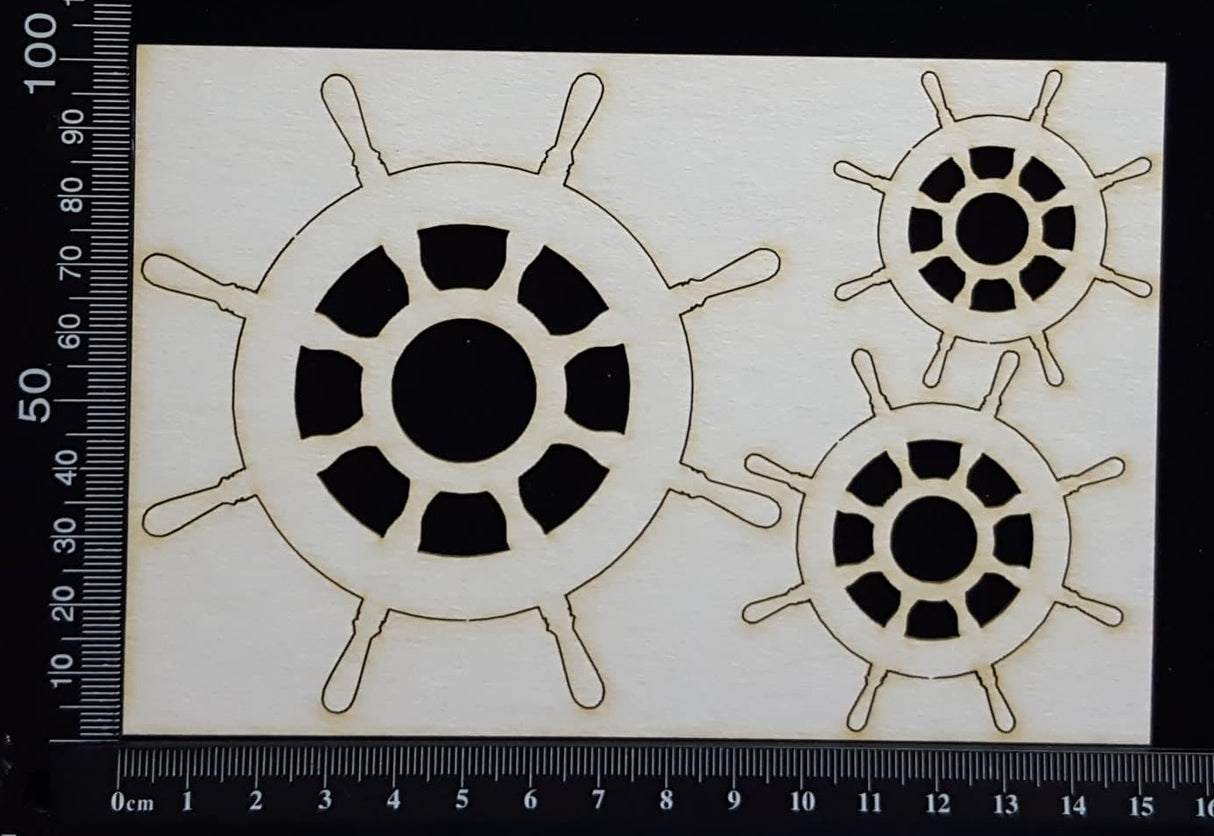 Ships Wheels Set - White Chipboard