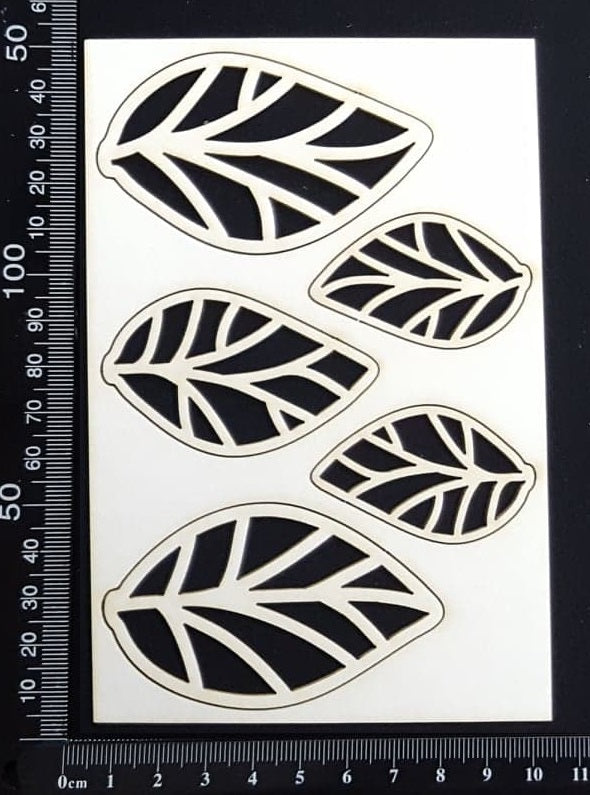 Skeleton Leaves Set - B - White Chipboard