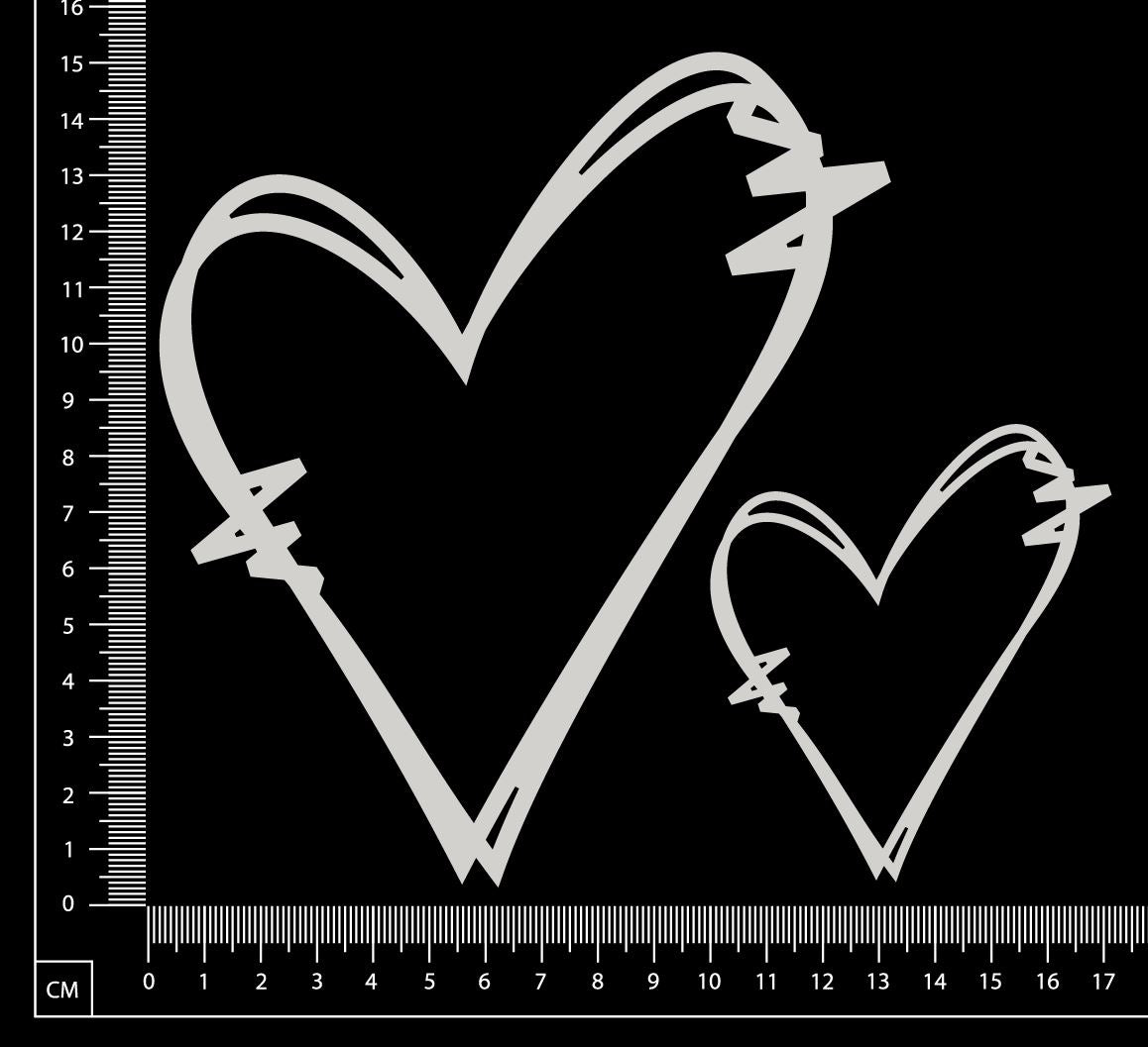 Sketched Heart Frames - White Chipboard
