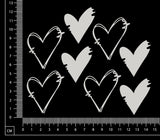 Sketched Hearts - Mini - White Chipboard