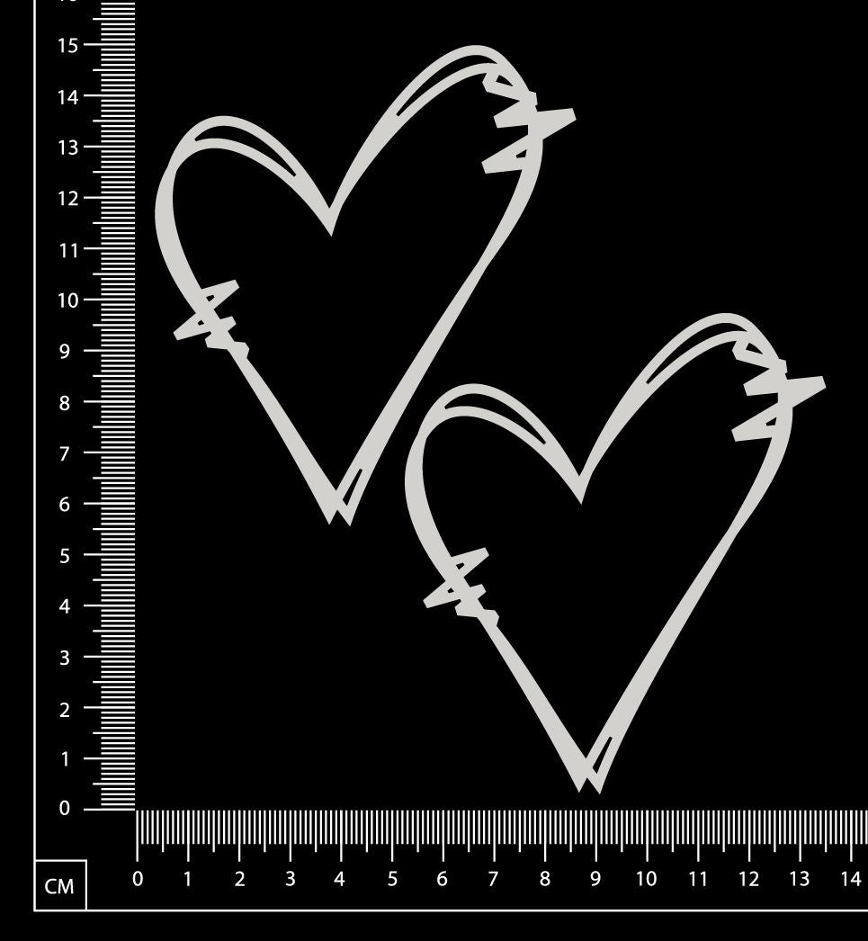 Sketched Hearts - White Chipboard