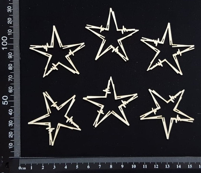 Sketched Stars Set - White Chipboard