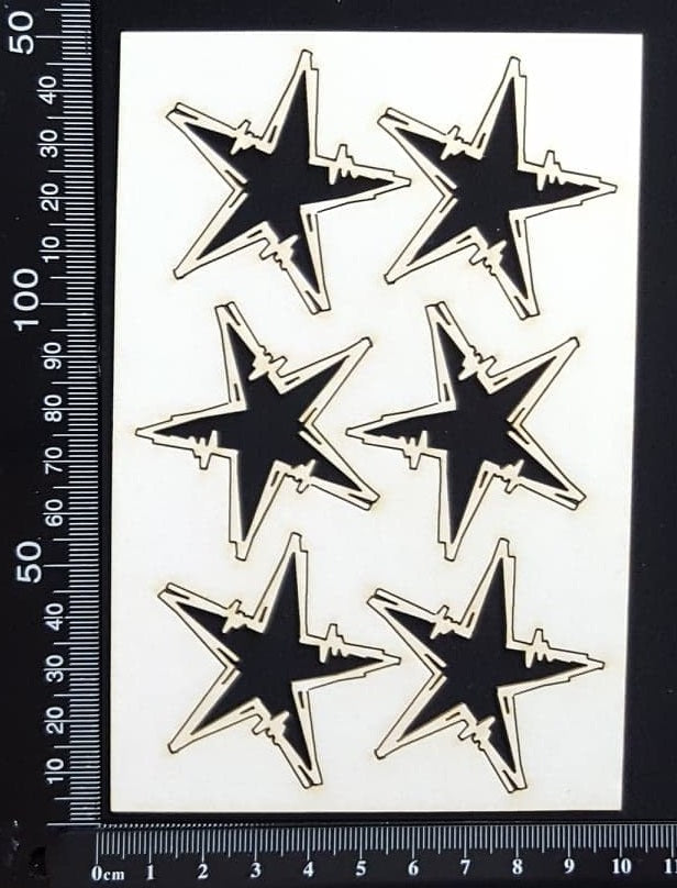 Sketched Stars Set - White Chipboard