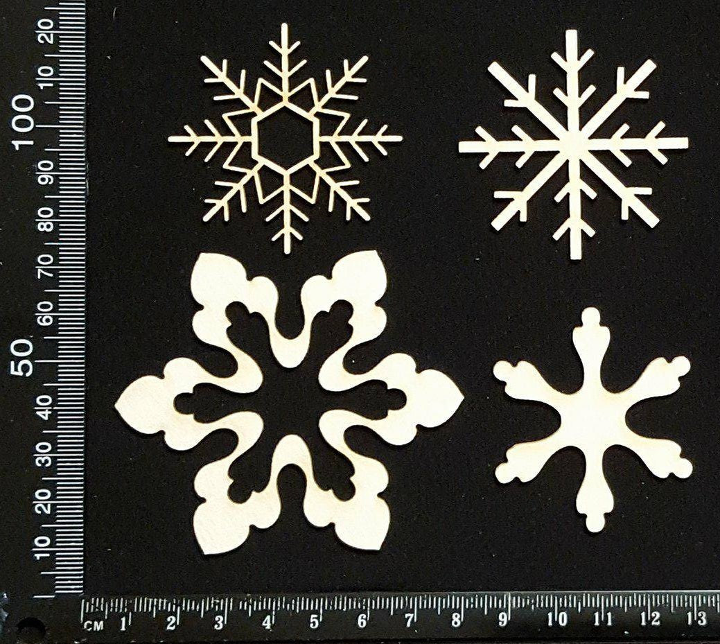 Snowflake Set - D - White Chipboard