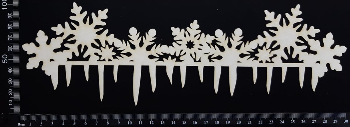 Snowflake and Icicle Border - A - Large - White Chipboard