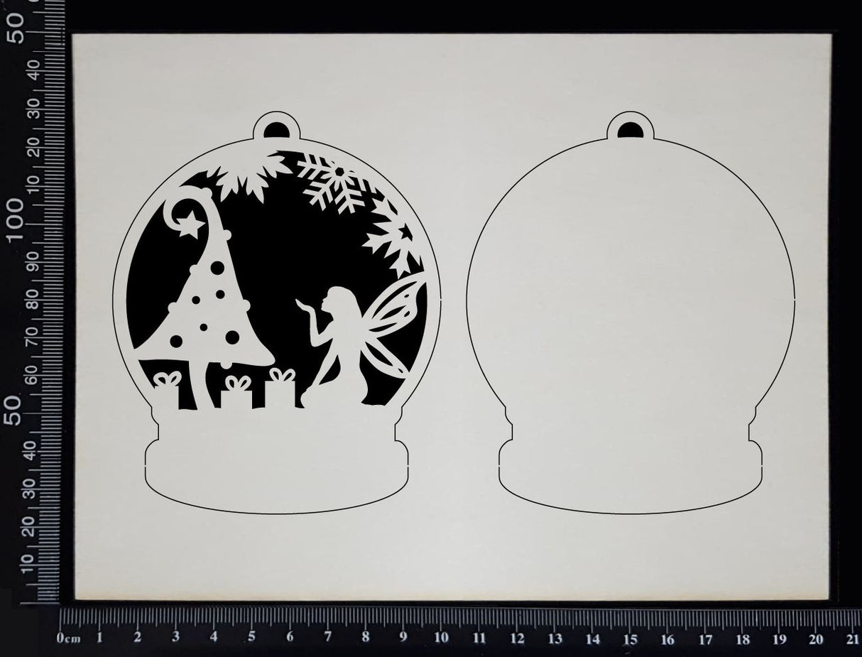 Snow Globe - Fairy Christmas - B - White Chipboard