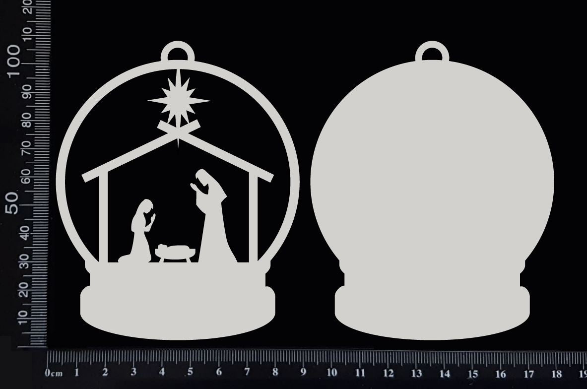 Snow Globe - Nativity - White Chipboard
