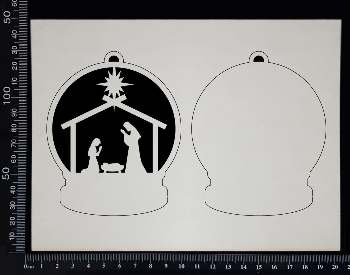 Snow Globe - Nativity - White Chipboard