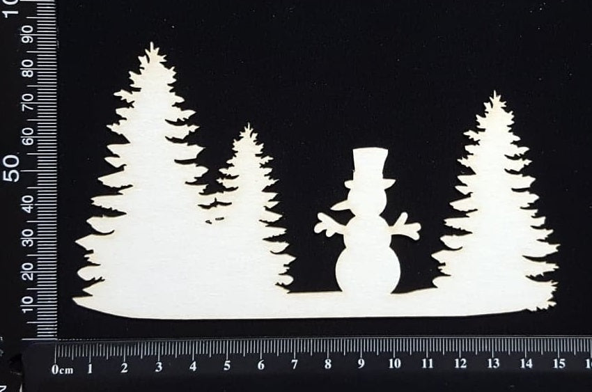 Snowman Scene - White Chipboard
