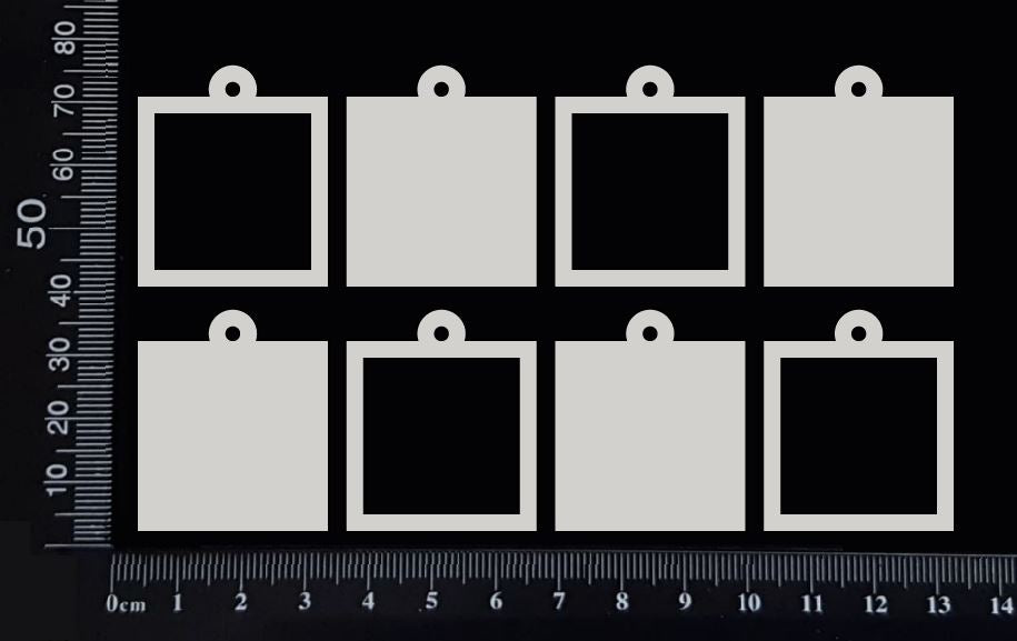 Square Charms - White Chipboard