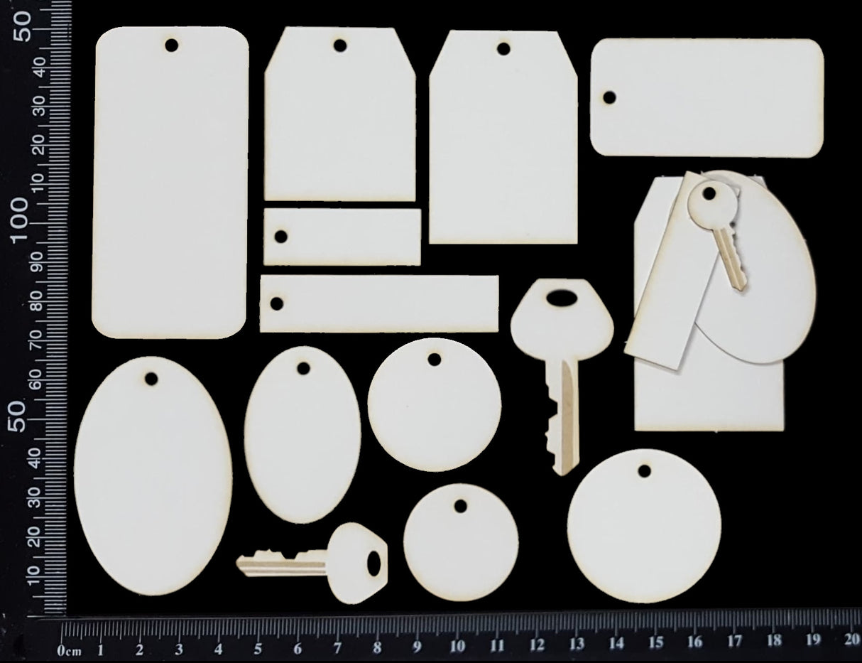 Stackables Set - Tags and Charms - White Chipboard
