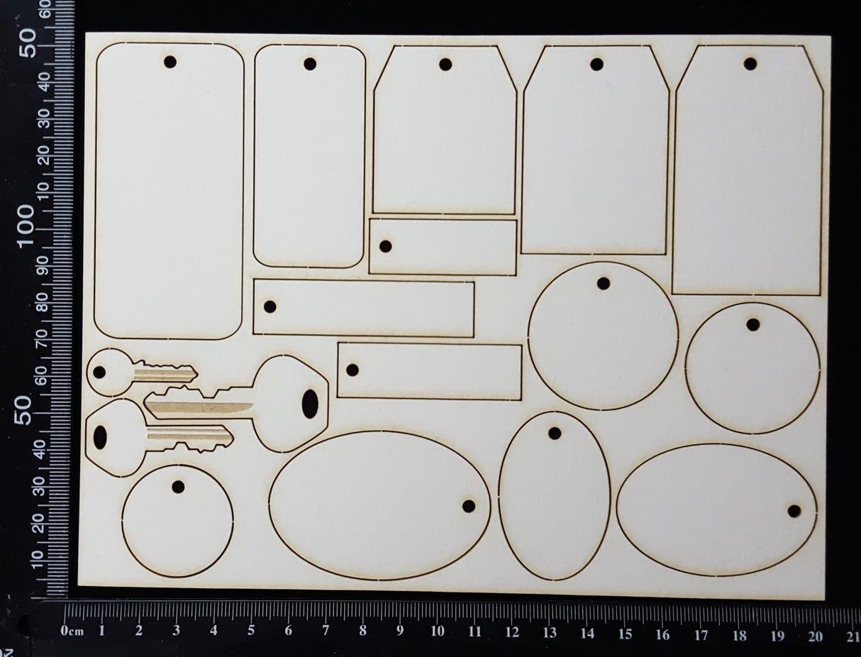 Stackables Set - Tags and Charms - White Chipboard