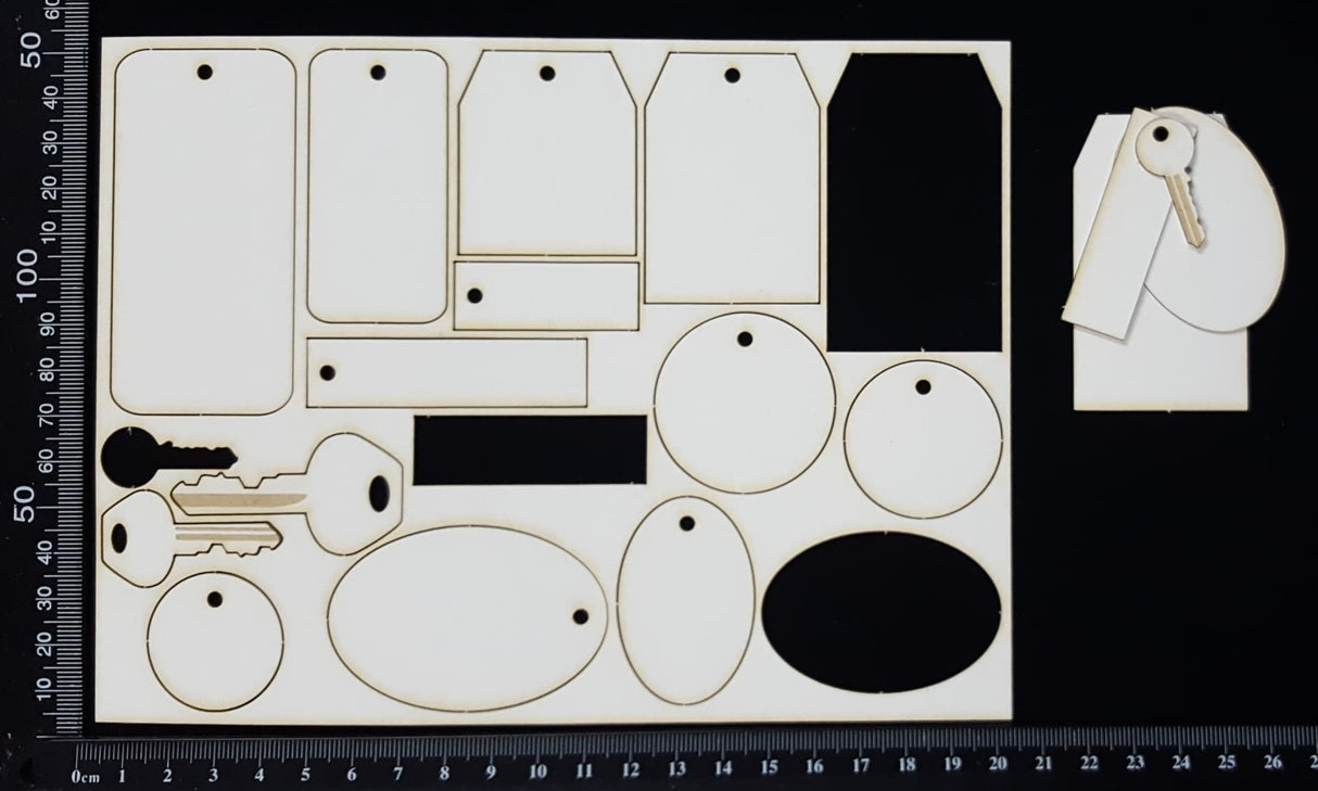 Stackables Set - Tags and Charms - White Chipboard