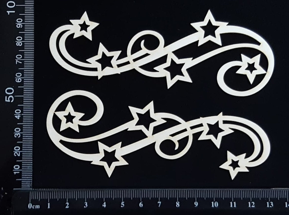 Star Flourish Set - B - White Chipboard