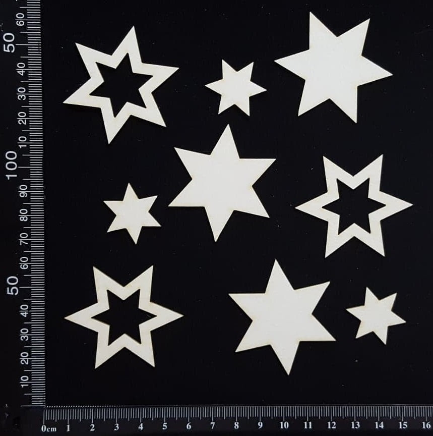 Stars Set - C - White Chipboard