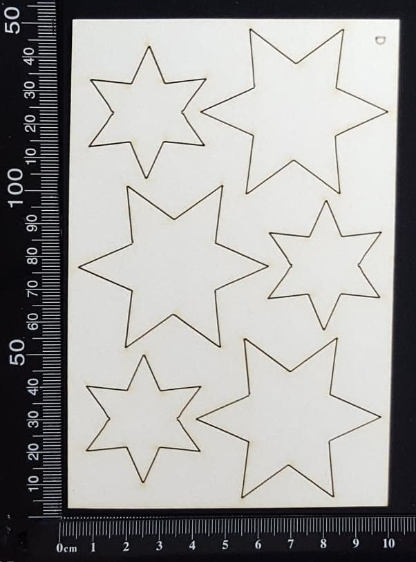 Stars Set - D - White Chipboard