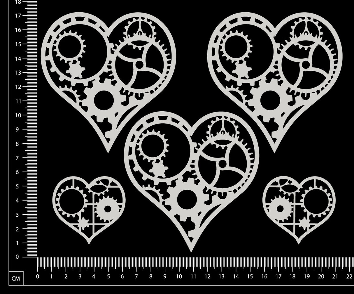Steampunk Hearts Set - A - White Chipboard