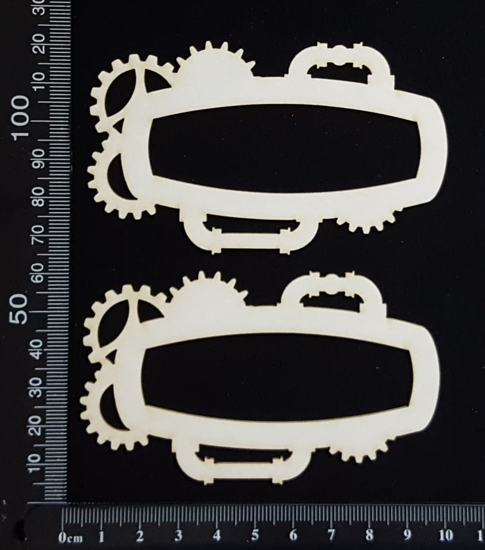 Steampunk Title Frame - AB - Set of 2 - Small - White Chipboard