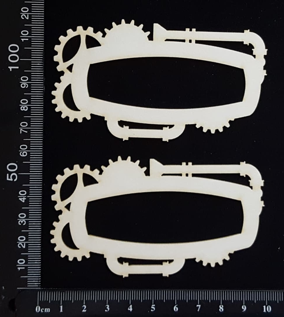 Steampunk Title Frame - BB - Set of 2 - Small - White Chipboard