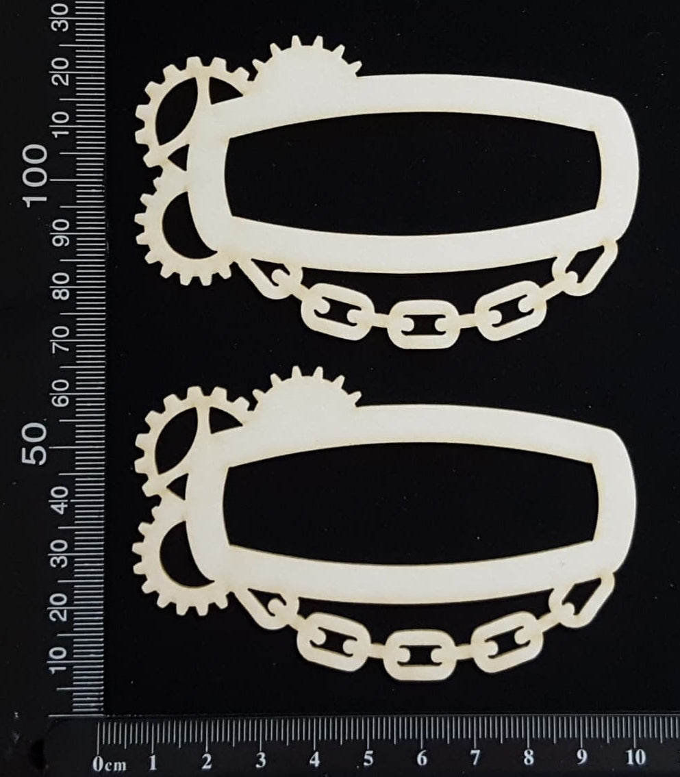 Steampunk Title Frame - DB - Set of 2 - Small - White Chipboard