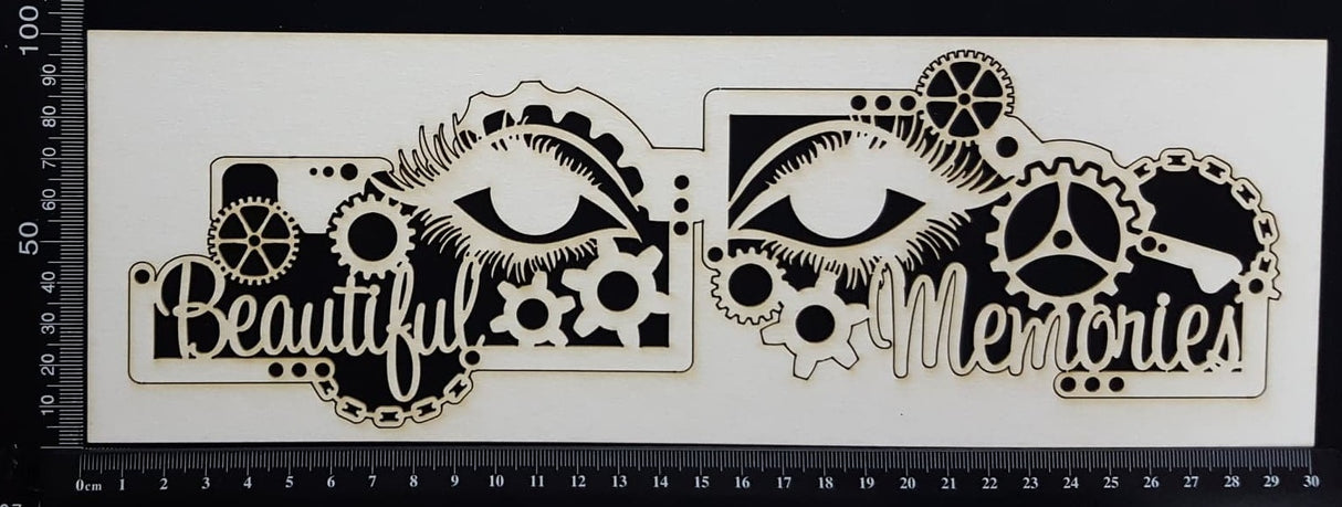 Steampunk Border - Beautiful Memories - White Chipboard