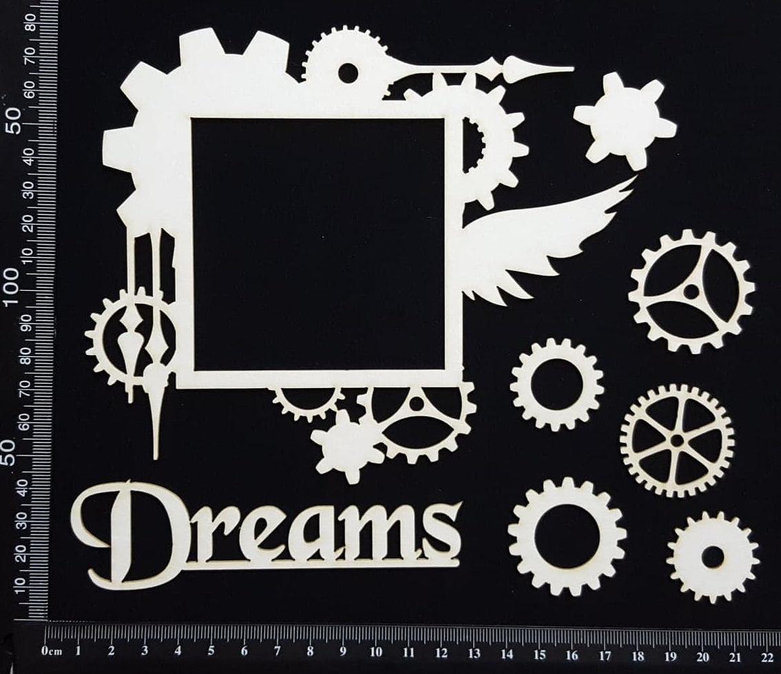 Steampunk Frame Set - C - White Chipboard