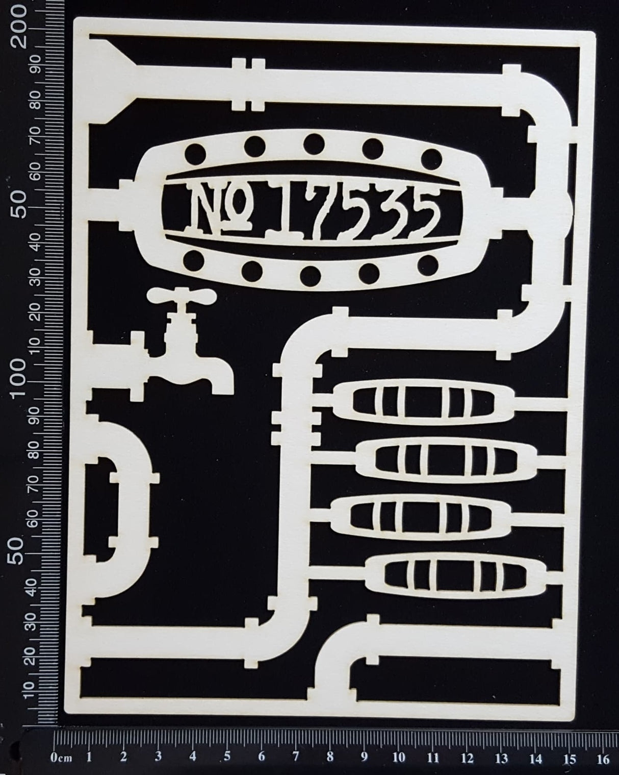 Steampunk Journal Panel - DL - No 17535 - Large - White Chipboard