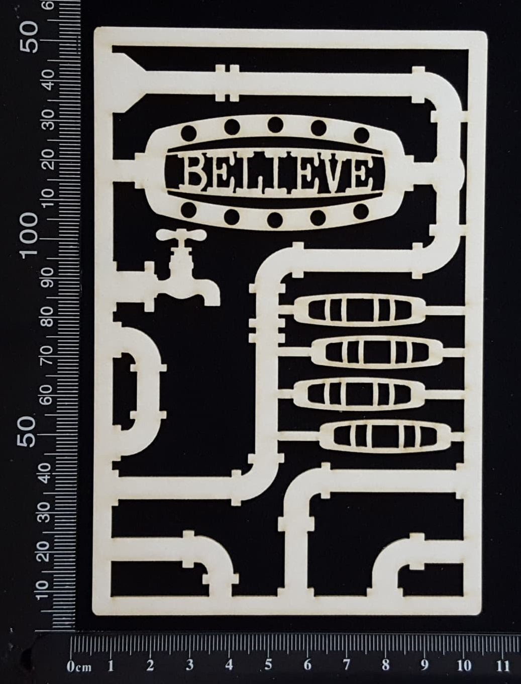 Steampunk Journal Panel - CB - Believe - Small - White Chipboard