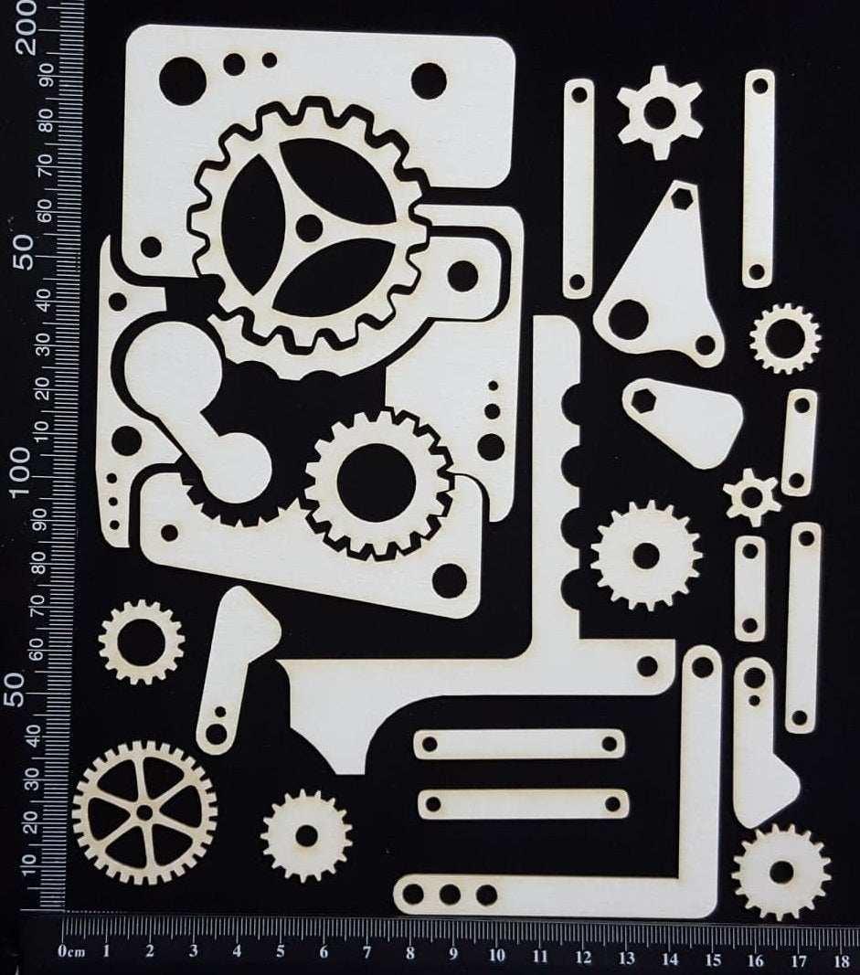 Steampunk Parts Set - B - White Chipboard
