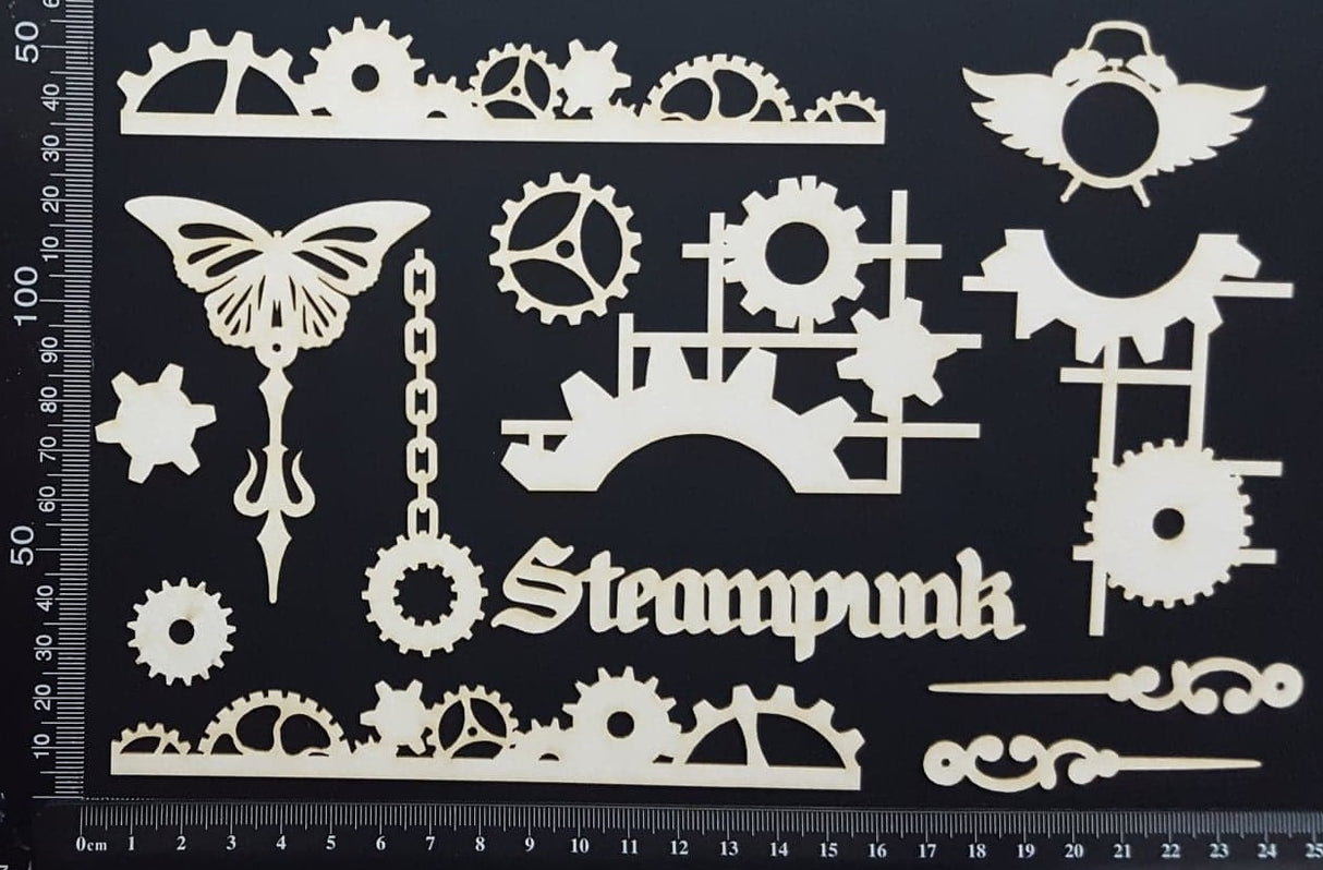 Steampunk Set - B - White Chipboard