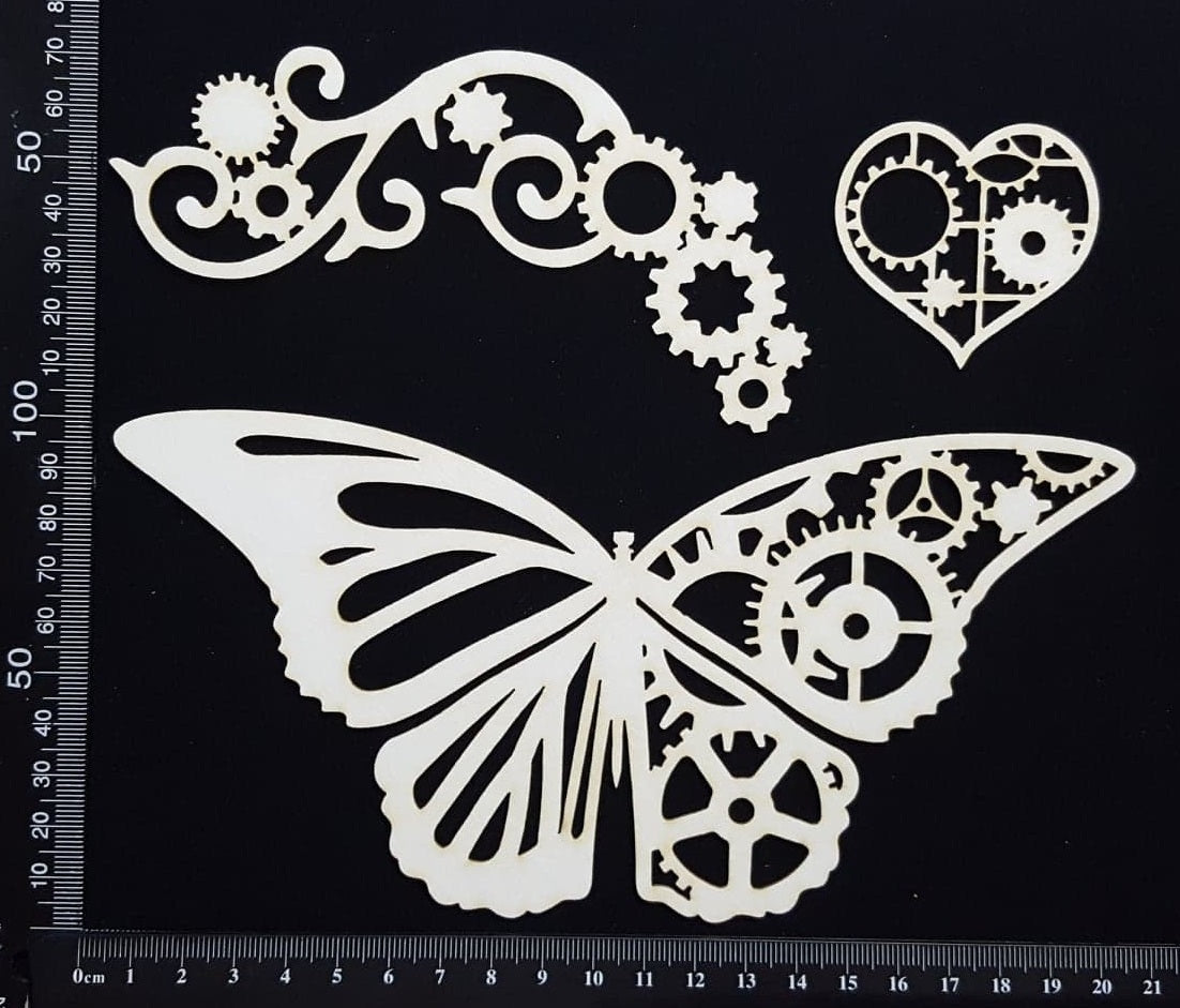 Steampunk Set - H - White Chipboard