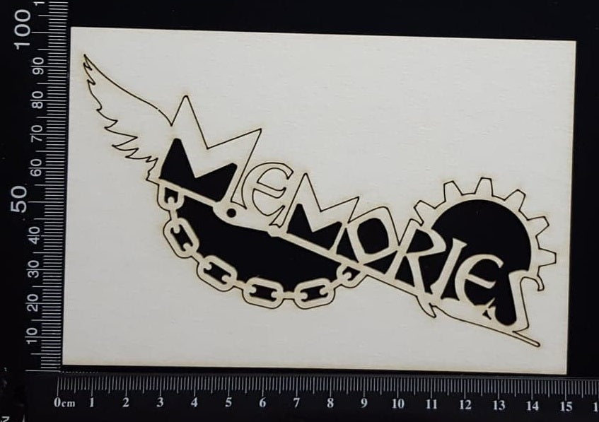 Steampunk Title - Memories - White Chipboard