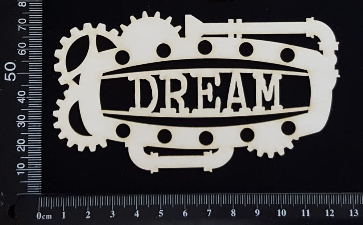 Steampunk Title Plate - FE - Dream - White Chipboard