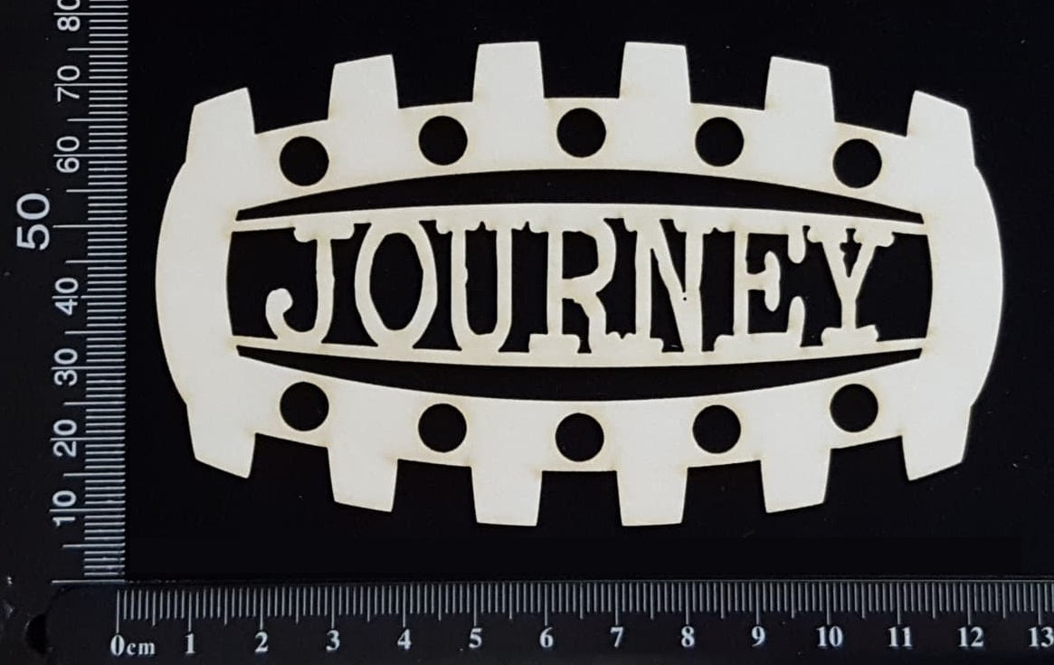 Steampunk Title Plate - FI - Journey - White Chipboard
