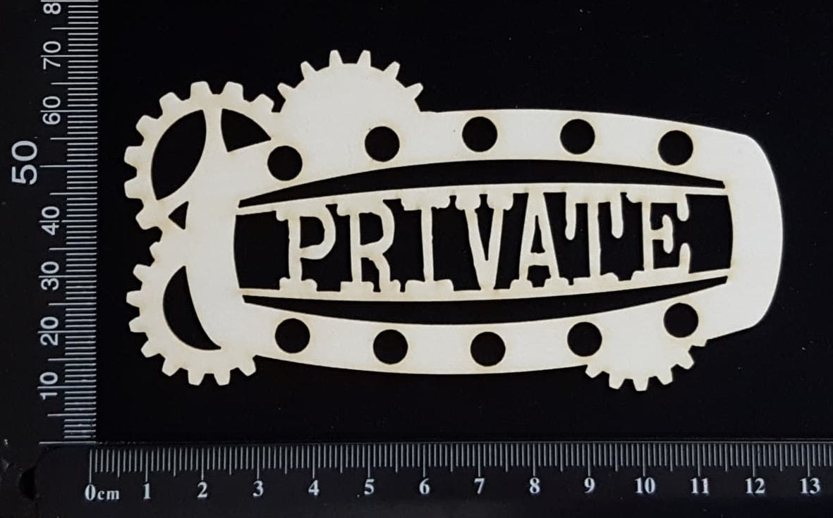 Steampunk Title Plate - FL - Private - White Chipboard