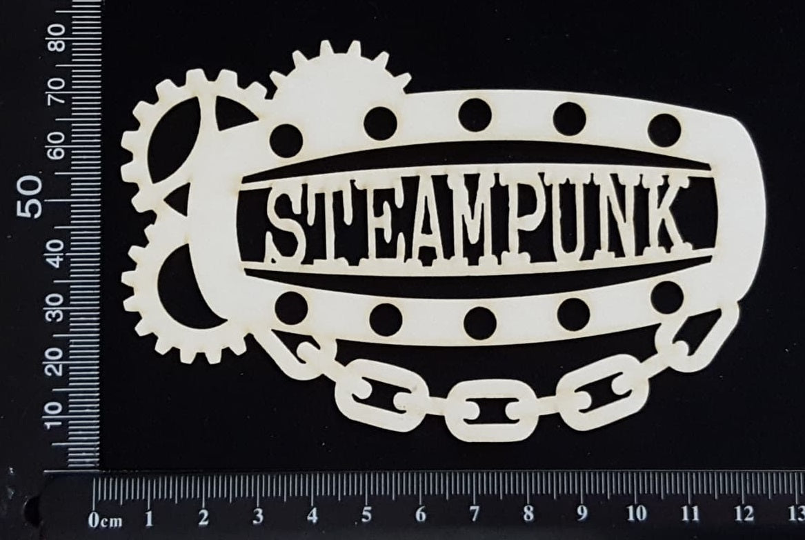 Steampunk Title Plate - FM - Steampunk - White Chipboard