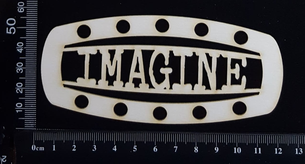 Steampunk Title Plate - GF - Imagine - White Chipboard