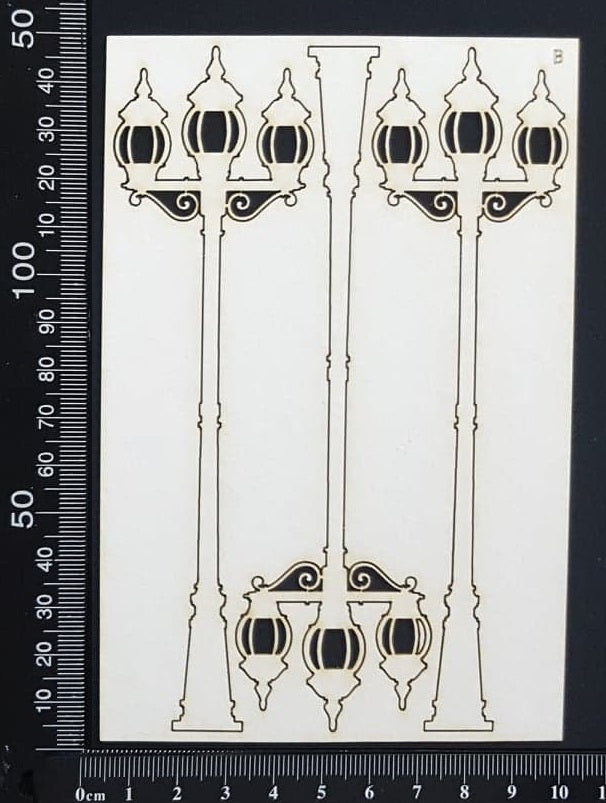 Street Lamp Set - B - White Chipboard