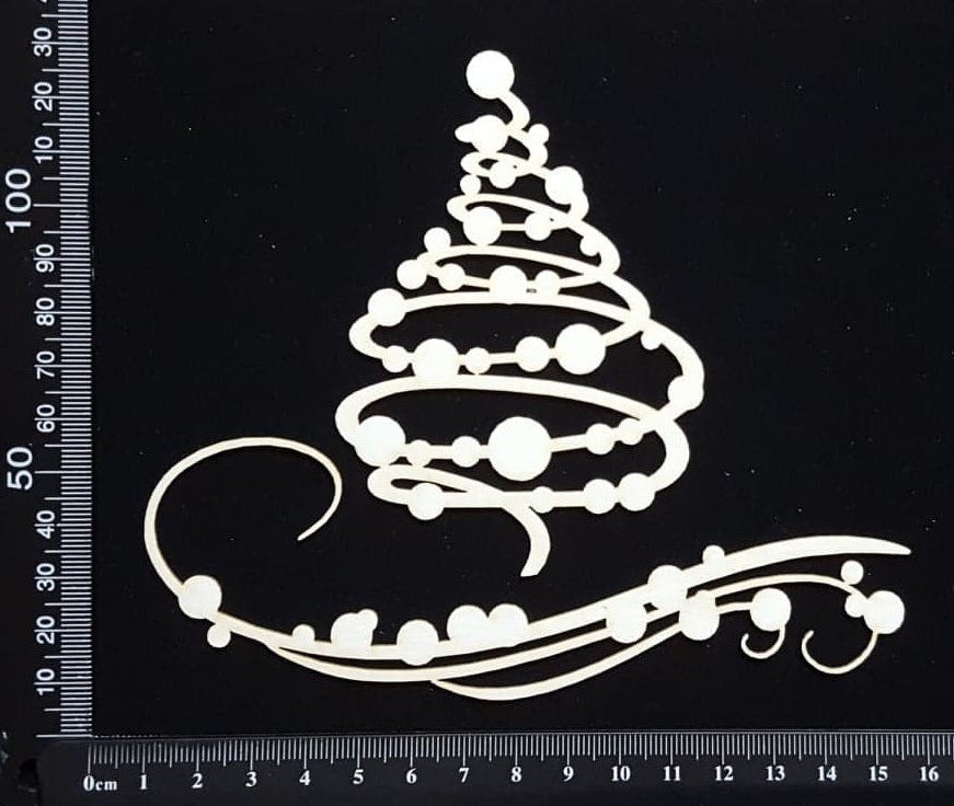Swirl Tree and Flourish - White Chipboard