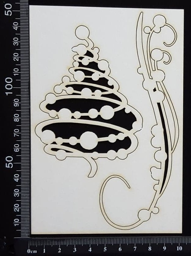 Swirl Tree and Flourish - White Chipboard
