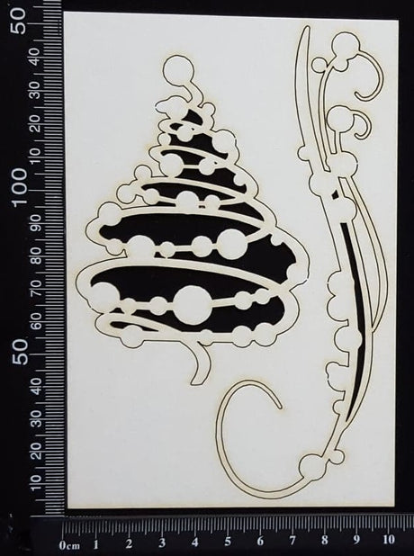 Swirl Tree and Flourish - White Chipboard