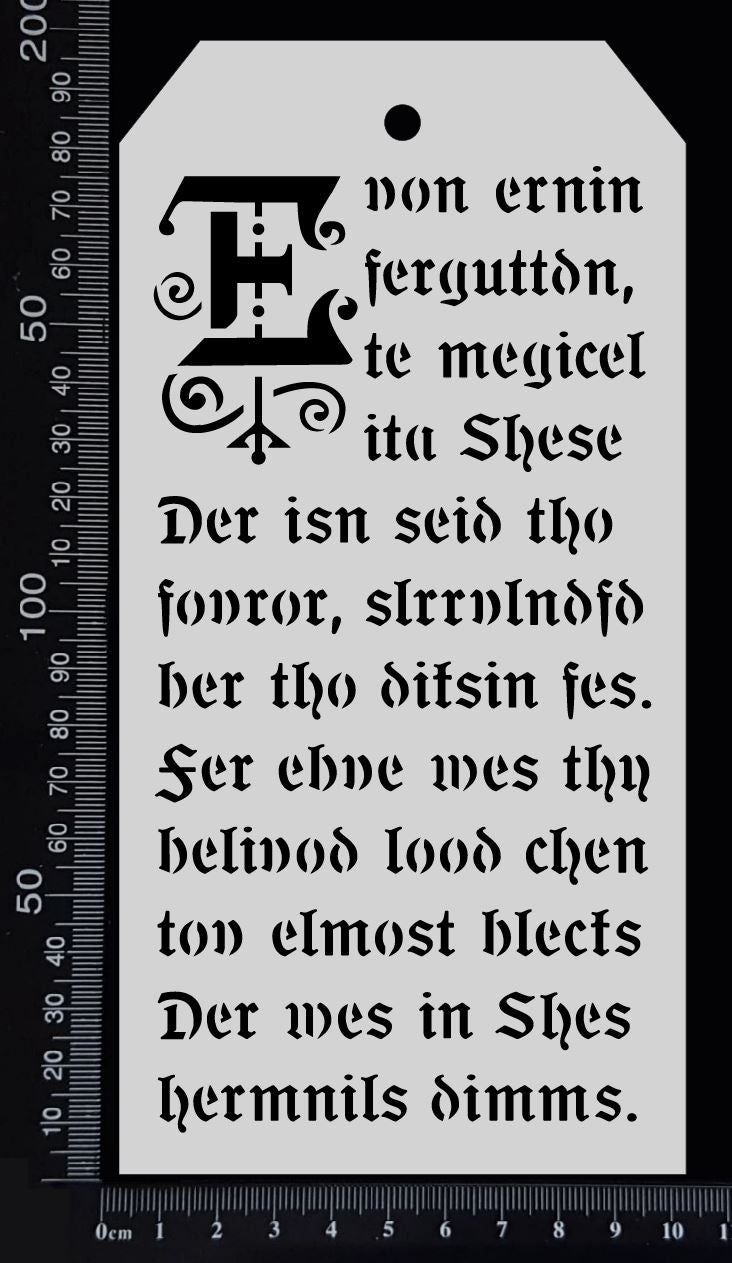 Tag Stencil - Gothic - 100mm x 200mm