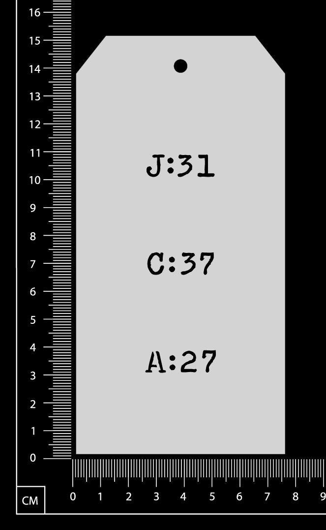 Tag Stencil - Vintage Numbers - D - 75mm x 150mm