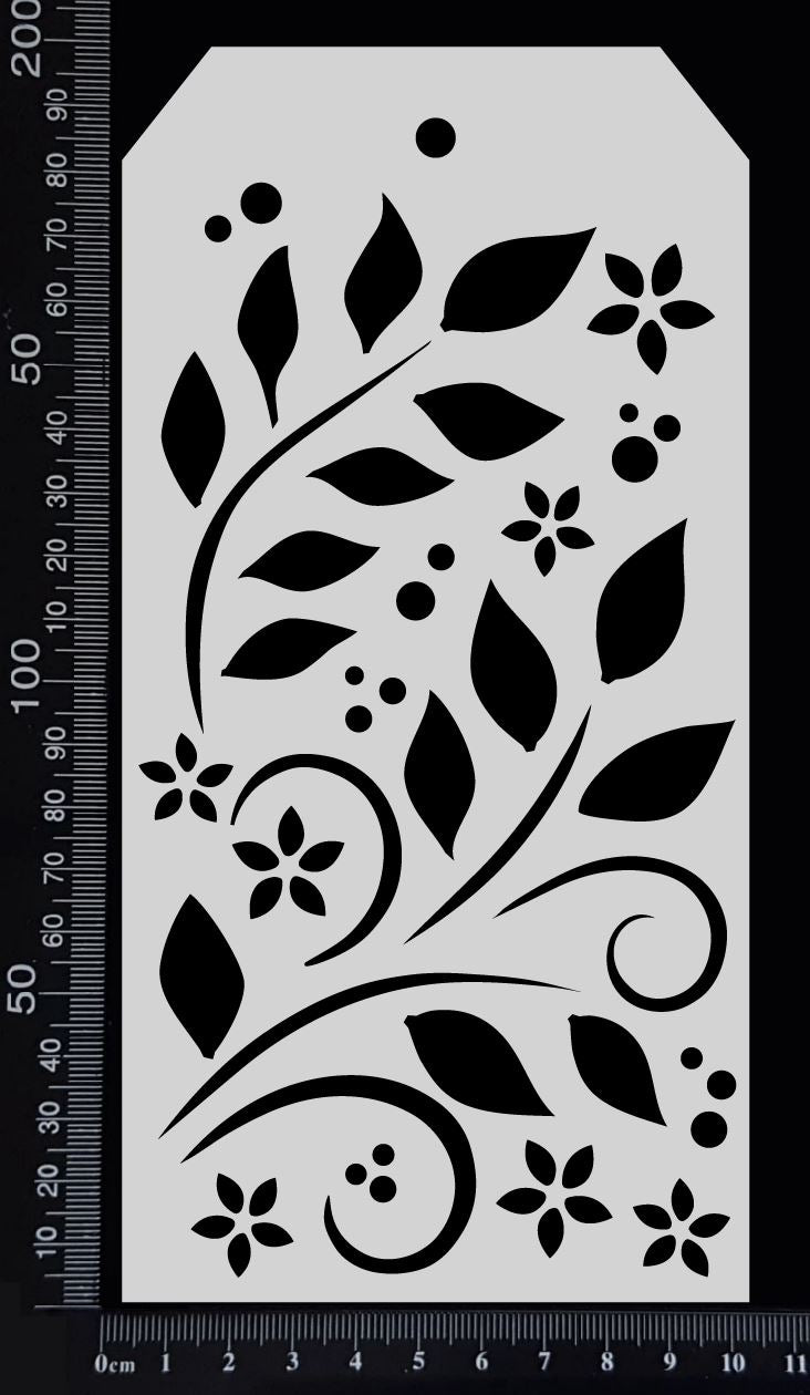 Tag Stencil - Leaves and Curls - 100mm x 200mm