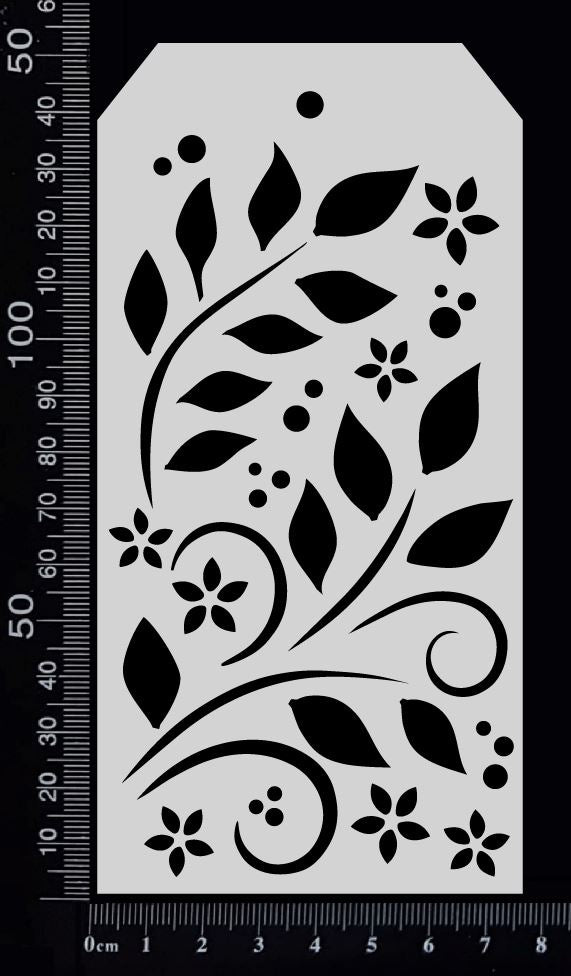 Tag Stencil - Leaves and Curls - 75mm x 150mm