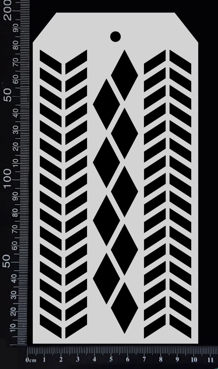 Tag Stencil - Chevron and Harlequin - 100mm x 200mm